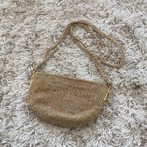 Vintage Rodo Gold  Metallic Woven Crossbody Bag